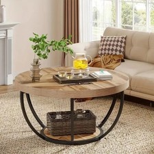 Round Wooden Coffee Table With