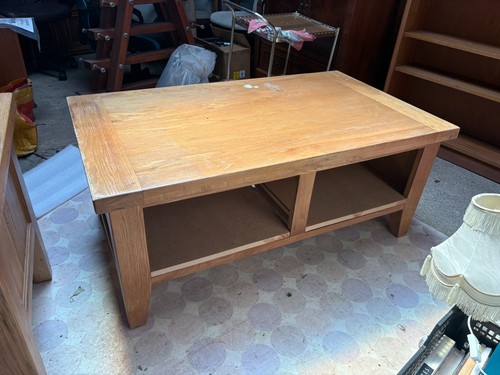 Brown oak coffee table - oak, with