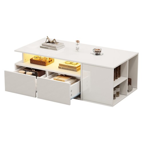 White led coffee table - w/, 2