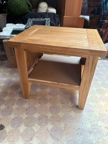 Oak coffee side table brown - side,