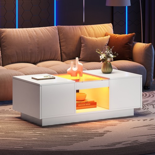 Led coffee table with storage - with,